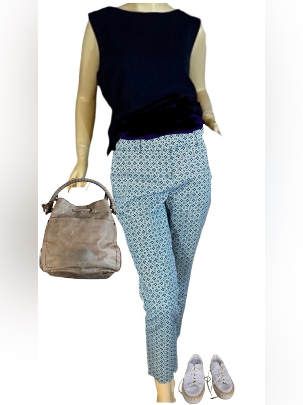 CYNTHIA ROWLEY PRINT TEAL CROPPED TROUSERS (4)